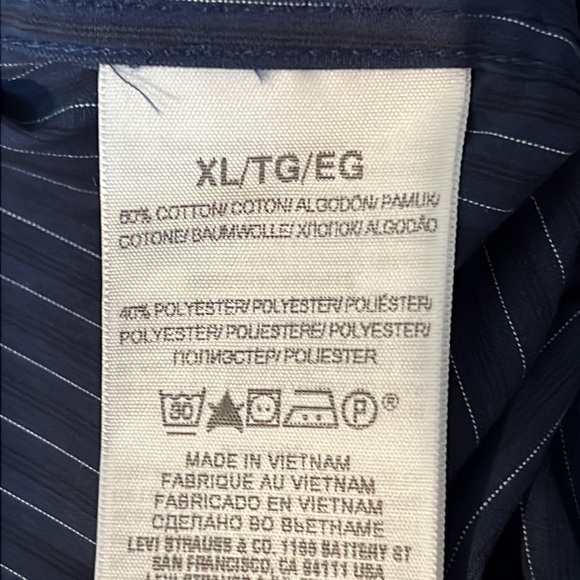 Dockers Men's Blue White Stripe Button Down Long Sleeve Shirt Size XL New w Tags - Picture 6 of 6